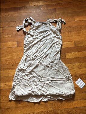 ASOS Linen Light Beige Tie-Strap Tank Dress